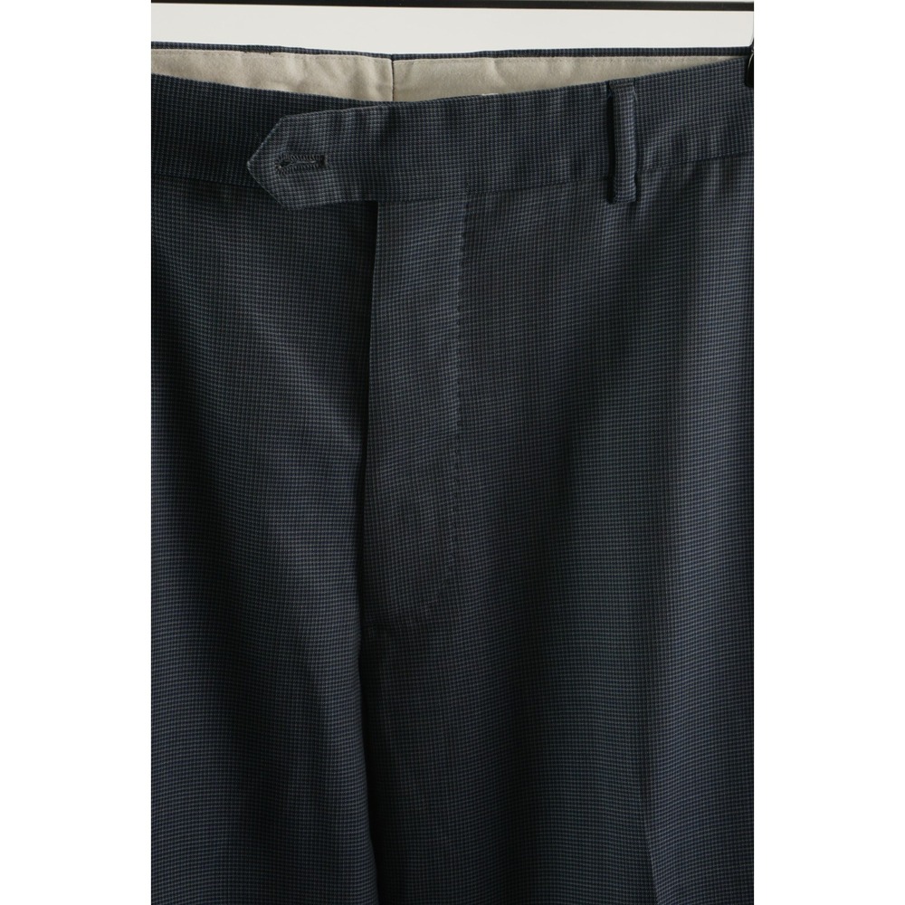 Recent Emporio Armani Jersey Wool Dress Pants Mens 36 x 29 Blue Check Flat Front - Picture 4 of 10
